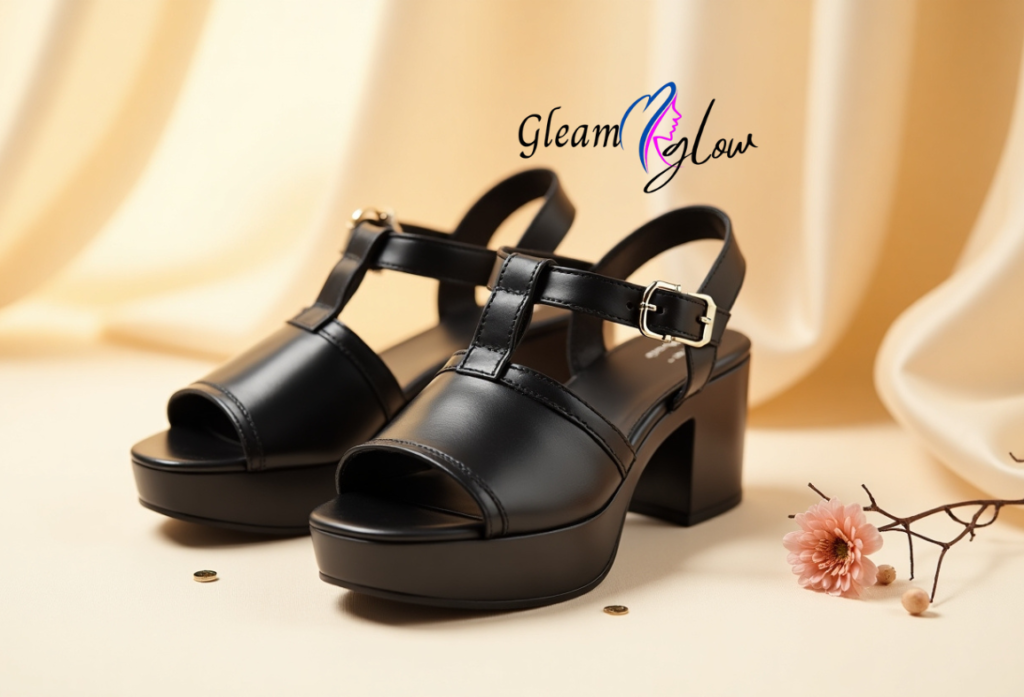 platform black sandals